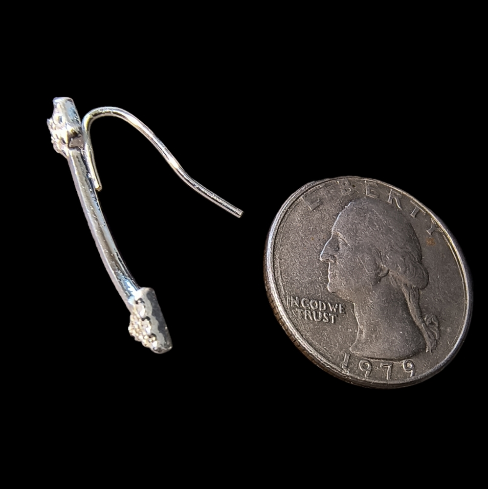 Sterling Silver & Clear Sparkle CZ Arrow Ear Climber Earrings - Picture 5 of 9